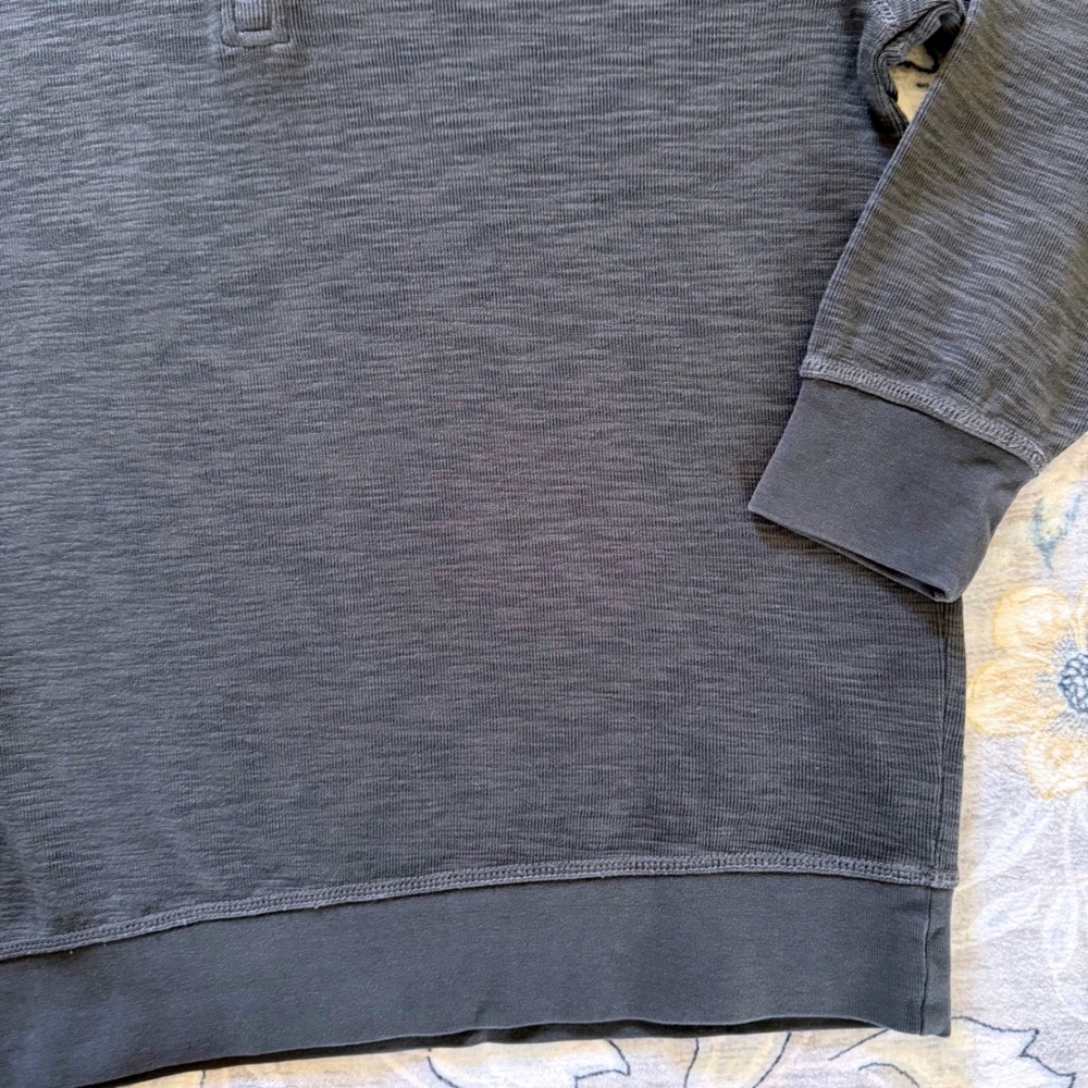 Orvis Quarter Zip Pullover Men Size M Grey Cotton Slub Knit Sweater Fly Fish - Picture 4 of 10